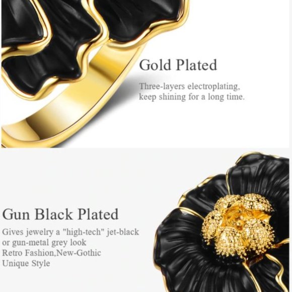 Sale Italian Jewelry Back Flower Ring - Picture 2 of 12